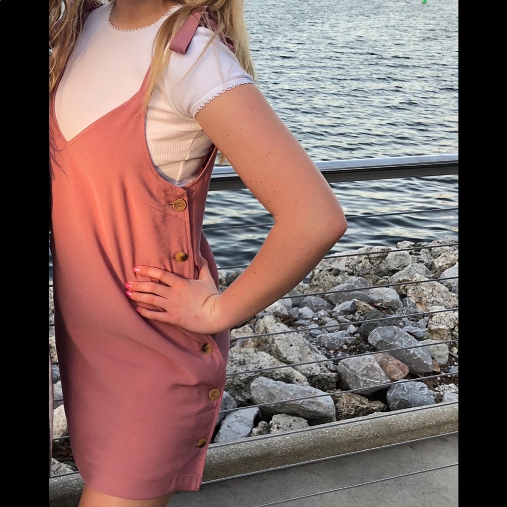 TOPSHOP Dust Pink Side Button Up Dress